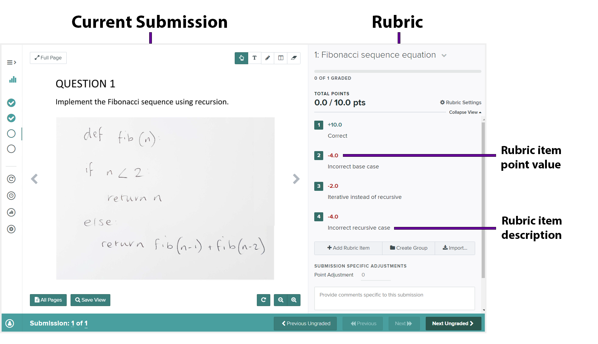 Gradescope Marking Interface