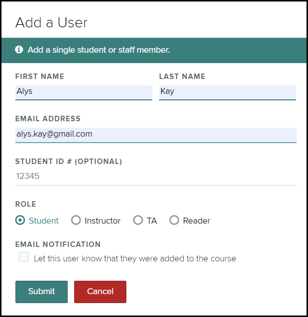 Create a test account for gradescope